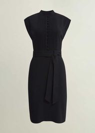 Pia Pintuck Dress, Black, hi-res