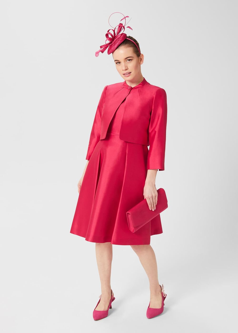 Petite Julietta Silk Blend Jacket, Fuchsia Pink, hi-res