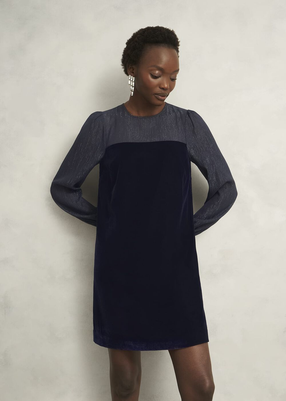 Zariah Velvet Dress, Midnight Navy, hi-res