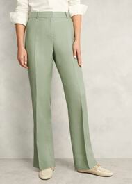 Petite Marietta Linen Straight Pants, Sage Green, hi-res