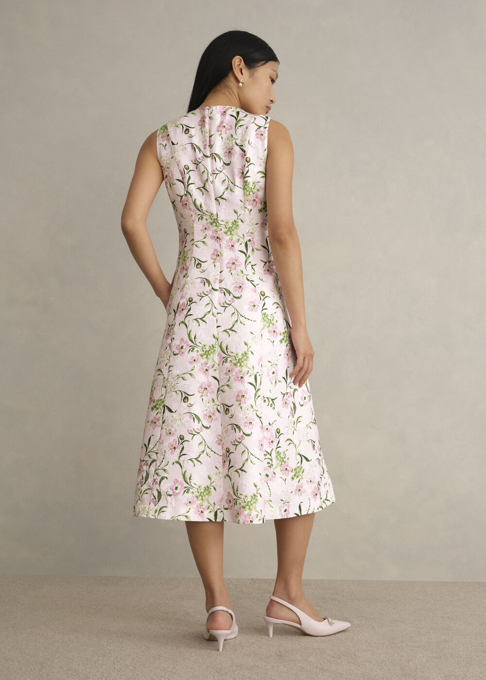 Lana Floral Jacquard Dress, Pale Pink Multi, hi-res