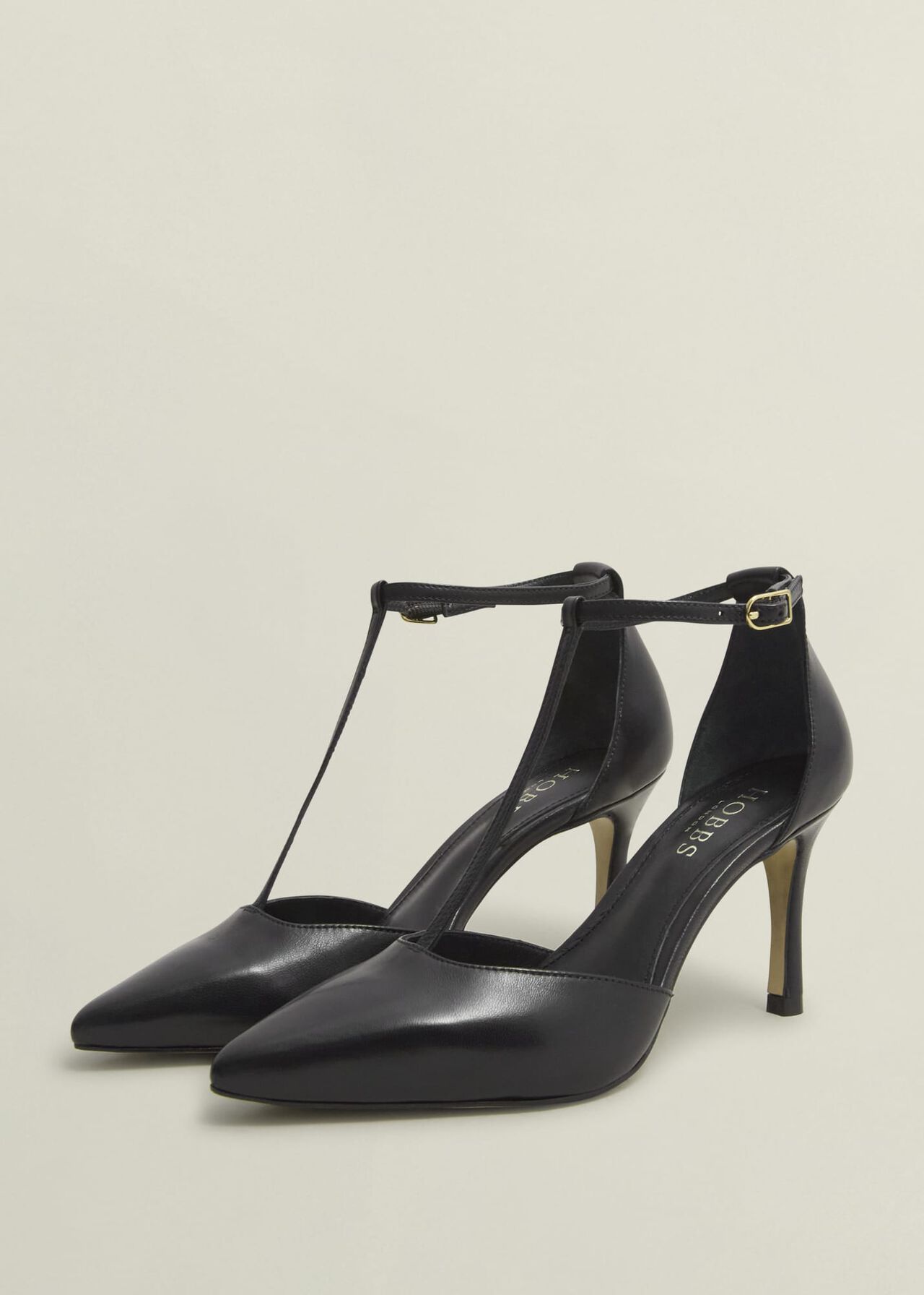 Alice Leather T-bar Courts, Black, hi-res