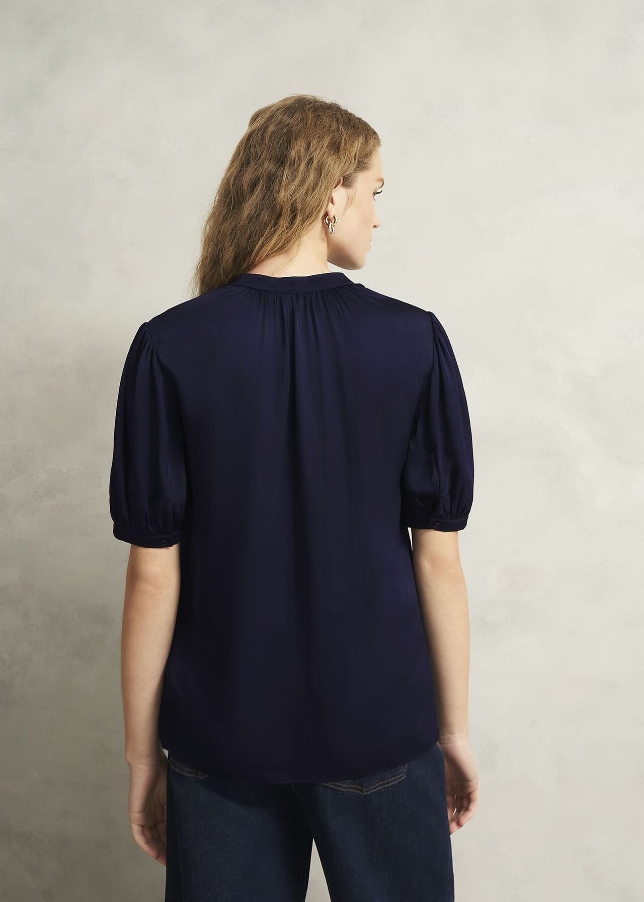 Anastasia Satin Blouse, Midnight, hi-res