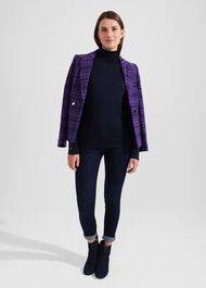 Lara Merino Wool Roll Neck Jumper, Navy, hi-res