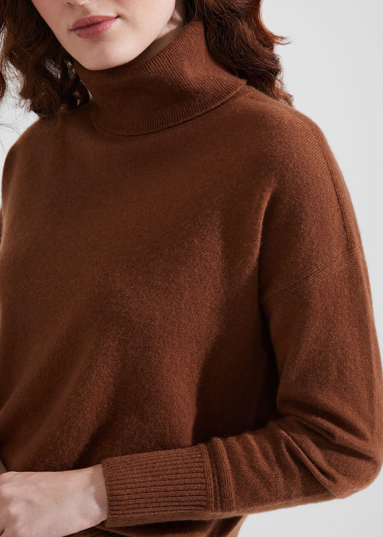 Delora Cashmere Roll Neck Jumper, Hobbs Vicuna, hi-res