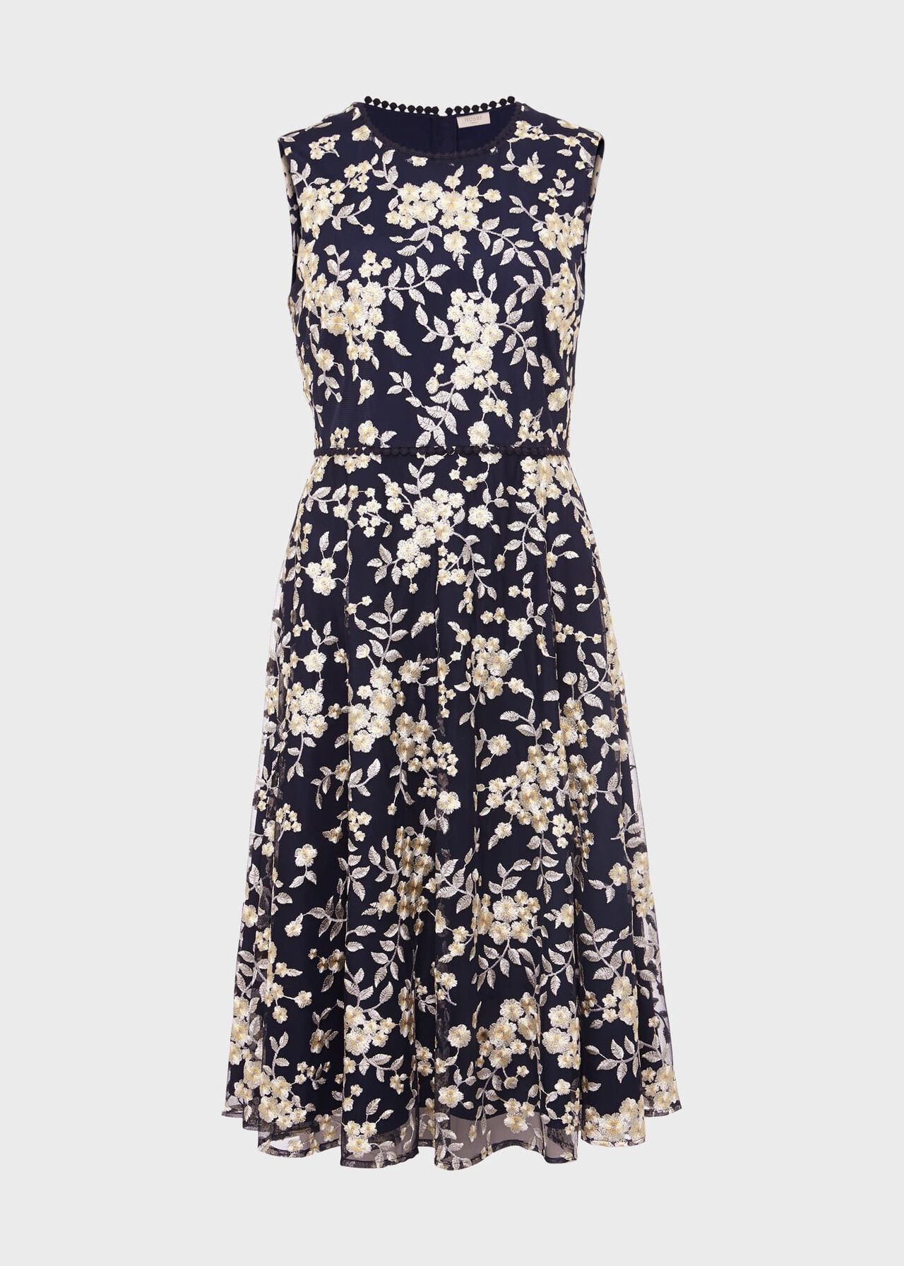 Scarlett Embroidered Dress, Navy Yellow, hi-res