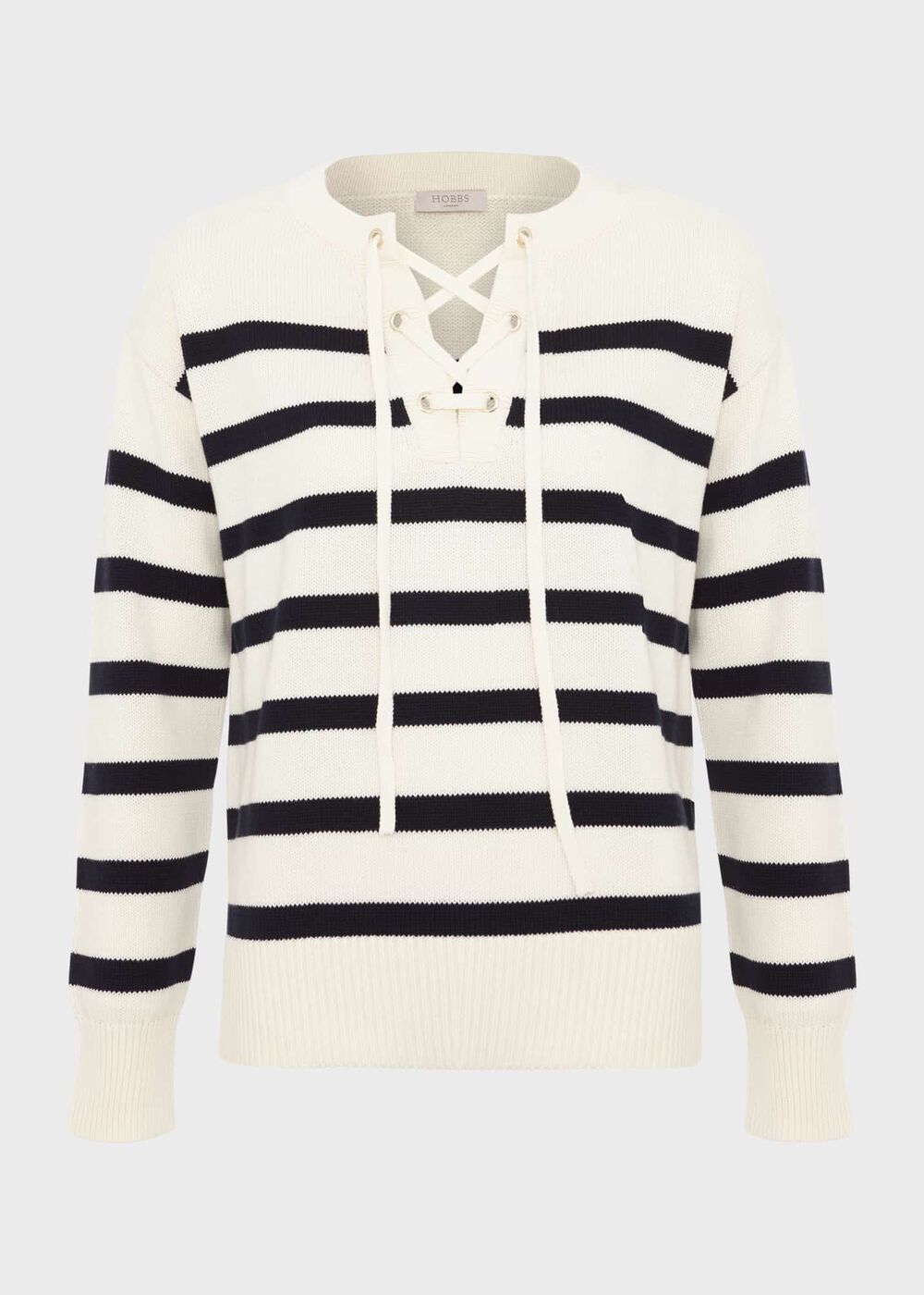 Danica Cotton Jumper, Ivory Navy, hi-res