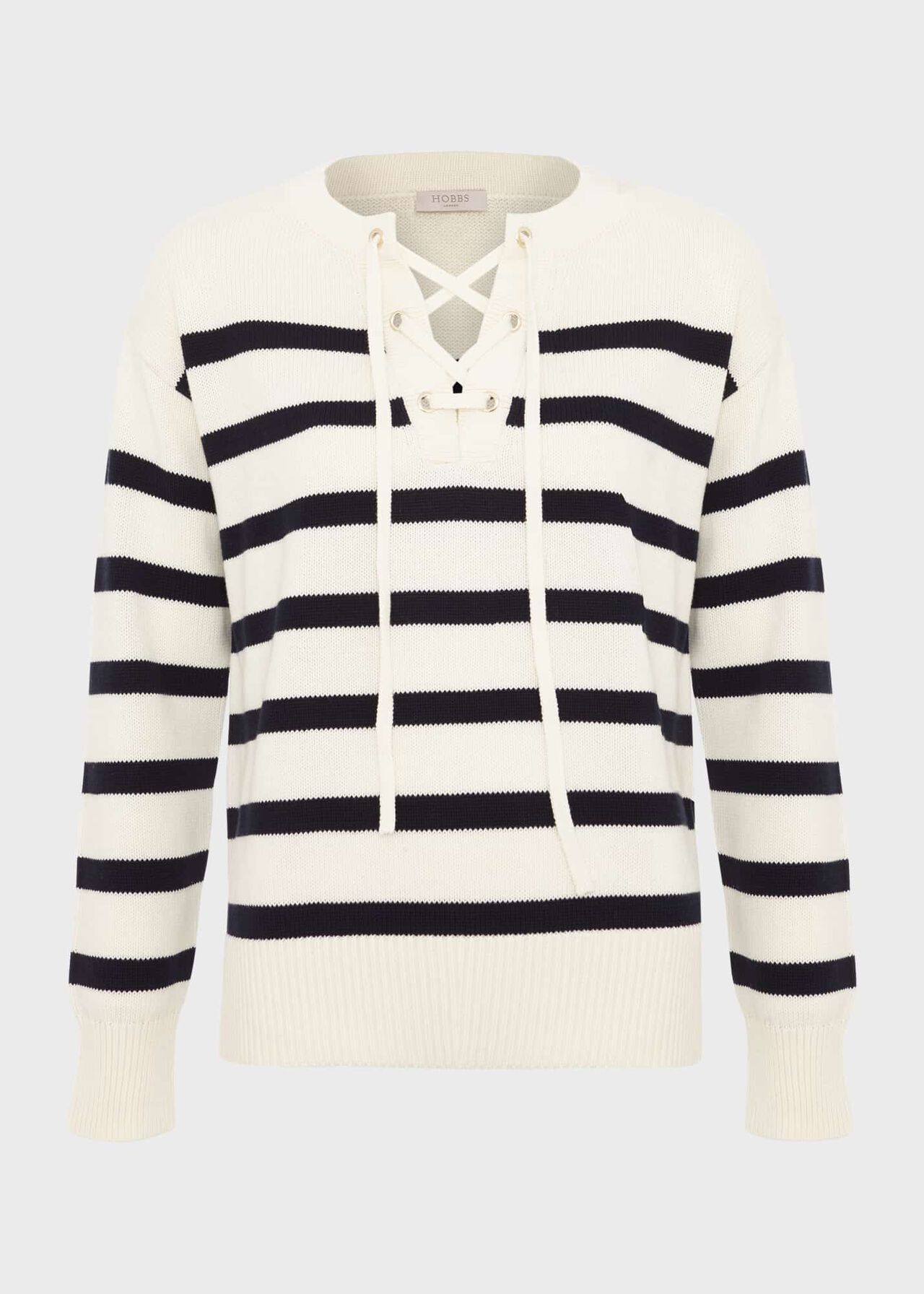 Danica Cotton Sweater, Ivory Navy, hi-res