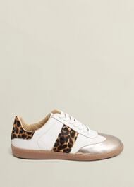 Etta Leather Trainers, Ivory Leopard, hi-res