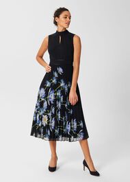 Daniela Floral Pleated Dress, Navy Multi, hi-res