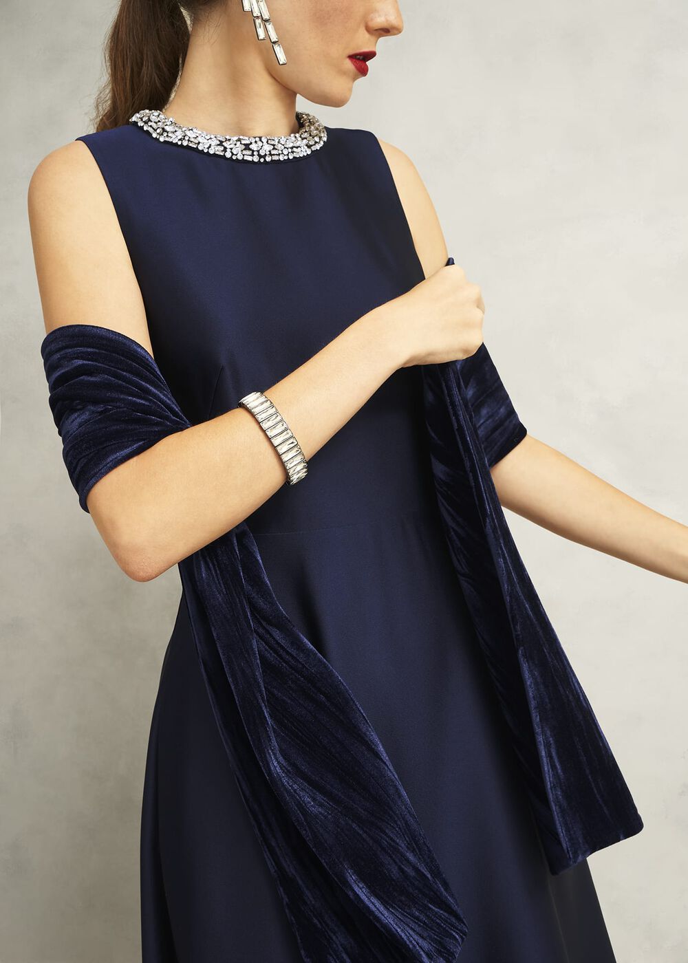 Tafara Velvet Scarf, Midnight Navy, hi-res