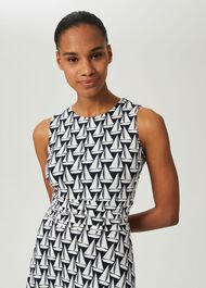 Bayview Jersey Sleeveless Midi Dress, Navy Ivory, hi-res