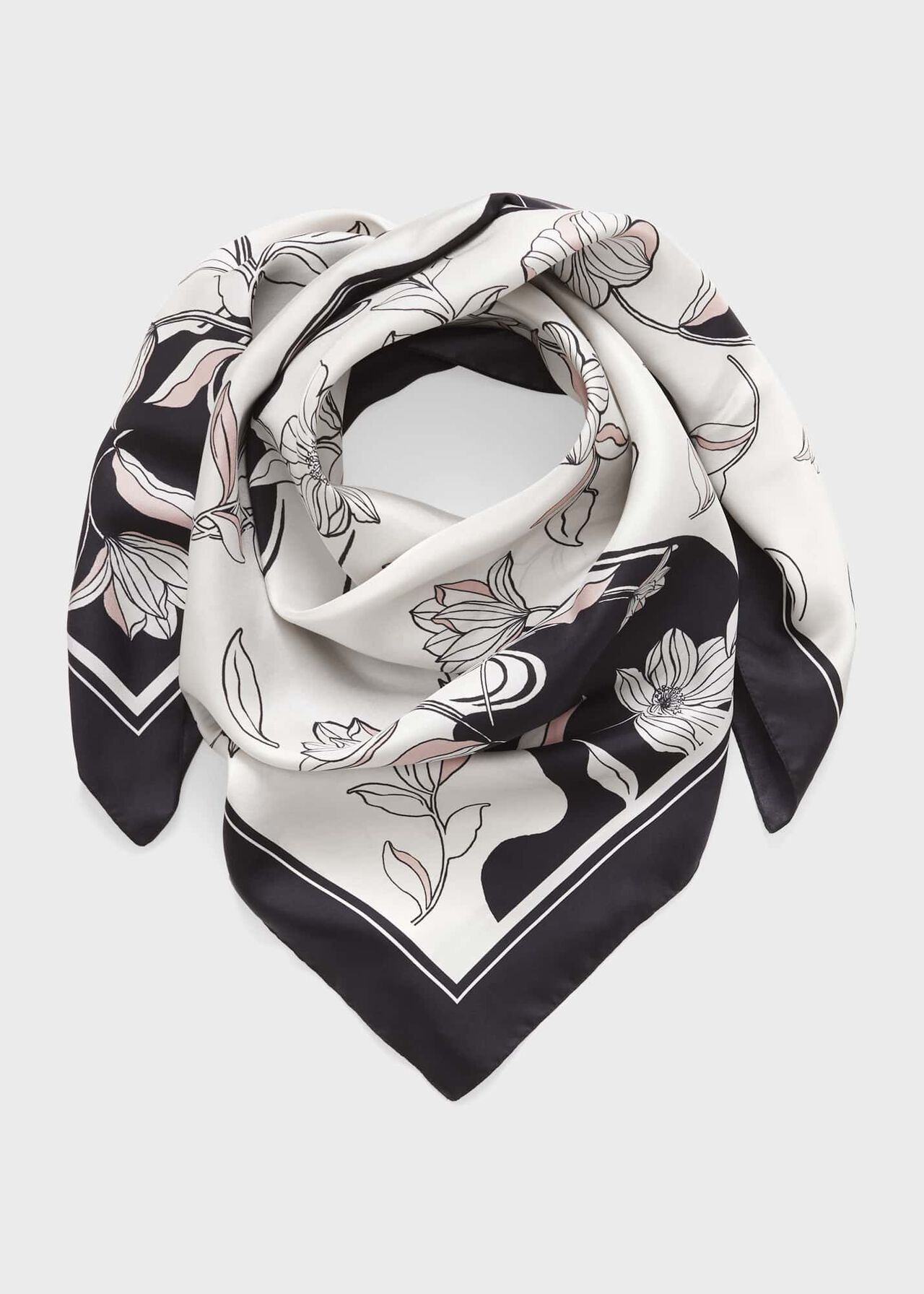 Guinevere Silk Scarf, Black, hi-res