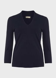 Aimee Double Fronted Top, Navy, hi-res
