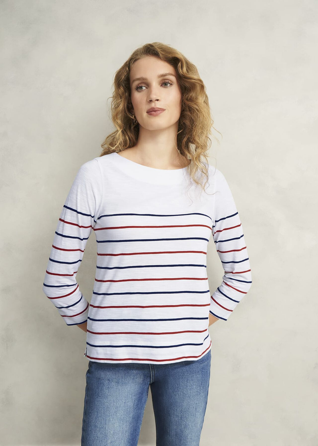 Hobbs Avia Cotton Slub Striped T-Shirt