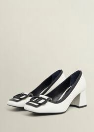 Lexia Leather Court Shoes, Ivory Black, hi-res