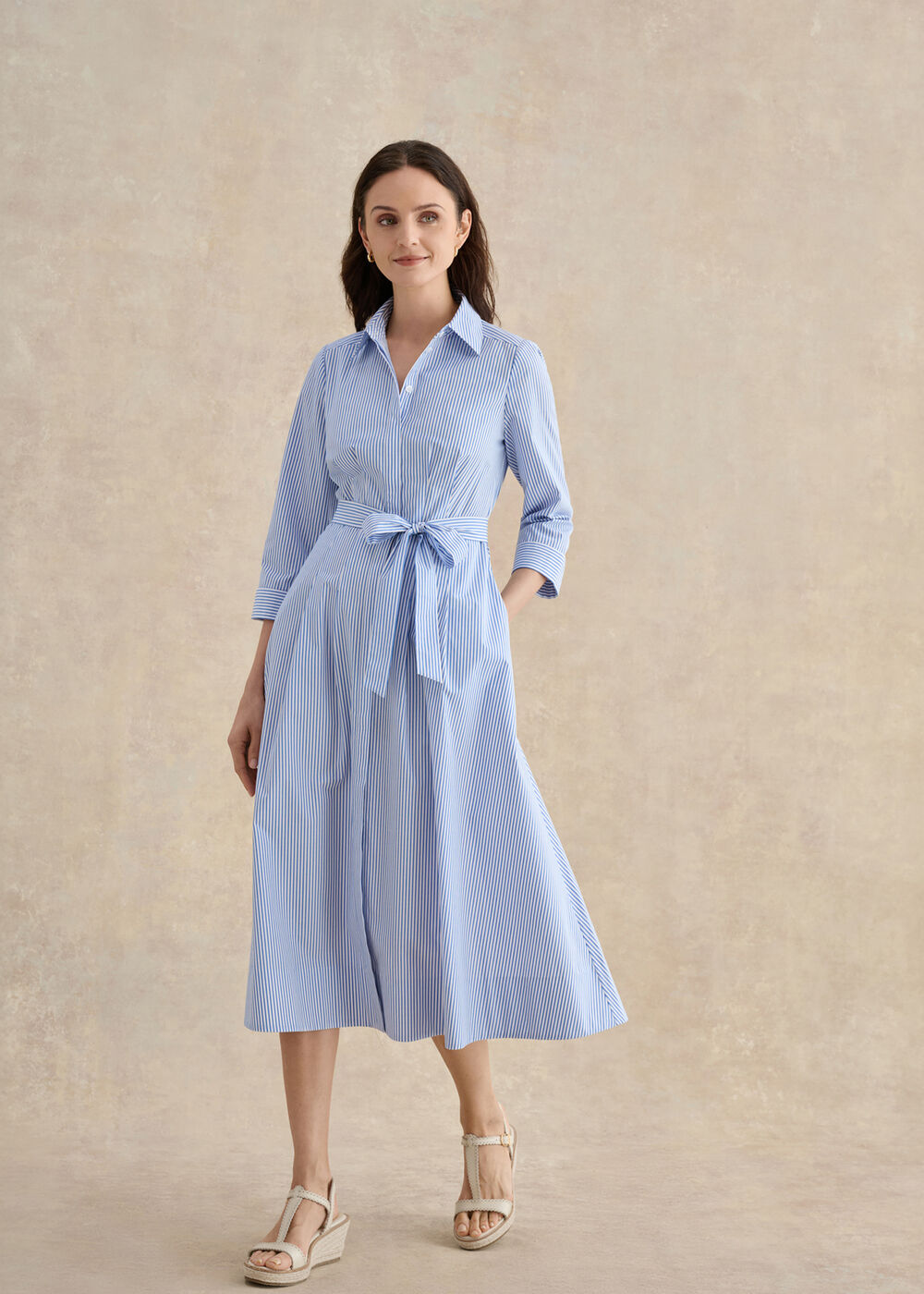 Petite Jane Shirt Stripe Dress, Blue Ivory, hi-res