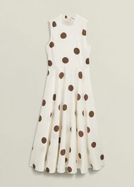 Mia Spot Dress, Ivory Brown, hi-res
