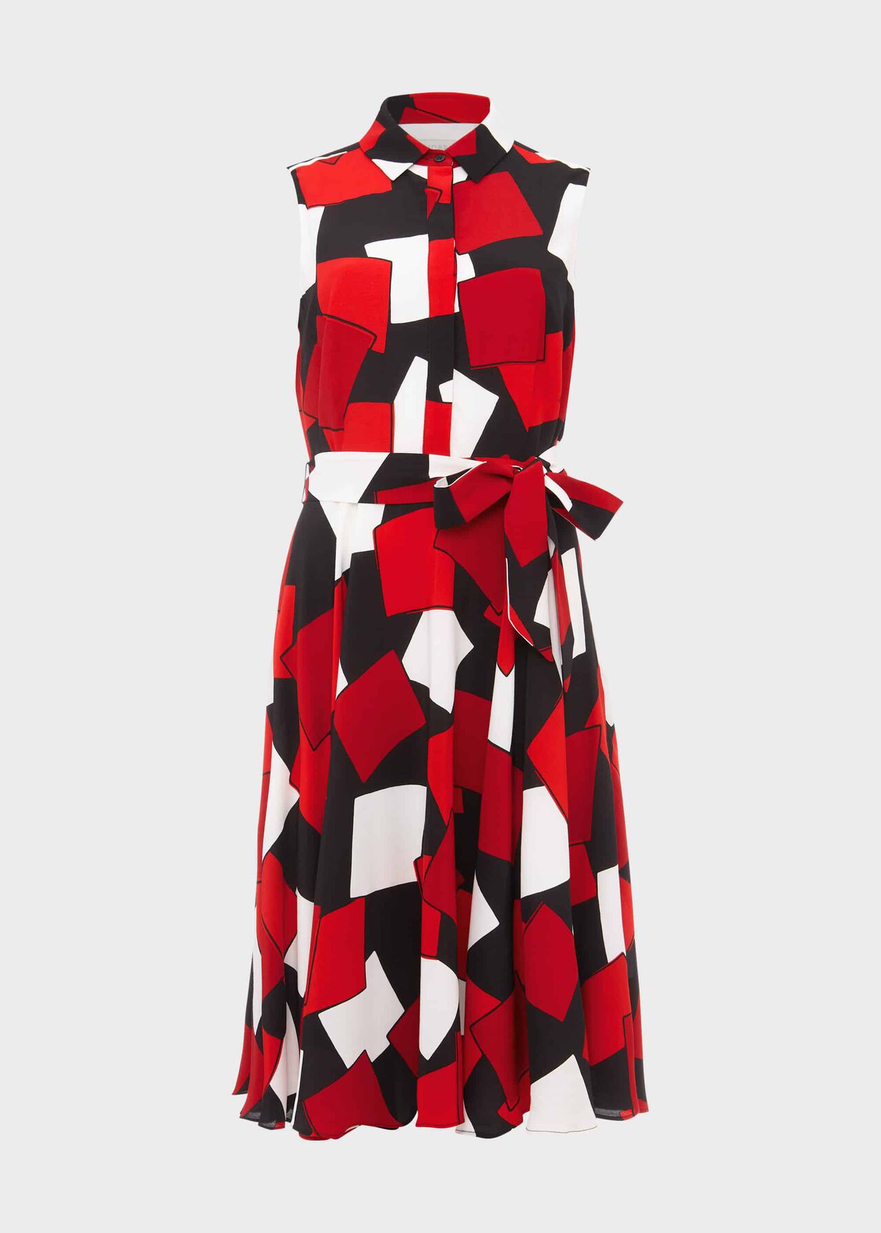 Belinda Geometric Fit And Flare Dress, Red Multi, hi-res