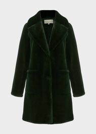 Ioanna Faux Fur Collar Coat, Dark Green, hi-res