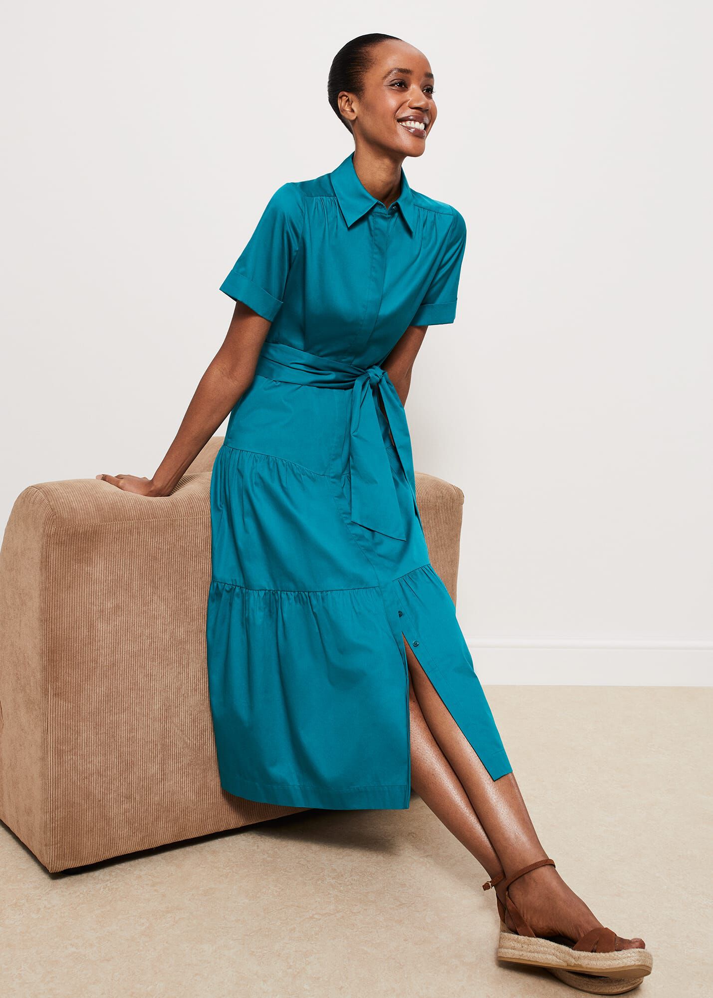Hobbs green sales linen dress
