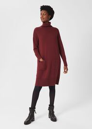 Maddie Knitted Dress, Mulberry Red, hi-res