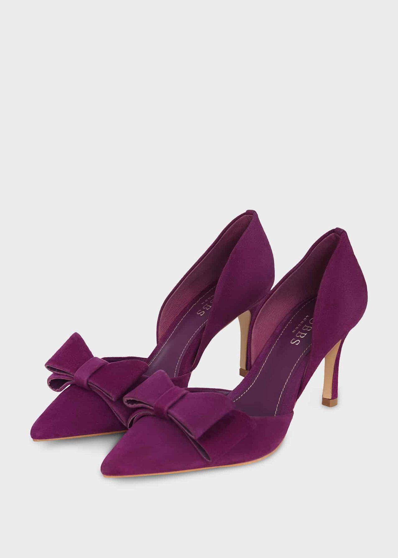 Elva Suede Bow Court Shoes, Magenta Purple, hi-res