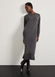 Geneva Knitted Dress With Cashmere, Dark Grey Marl, hi-res