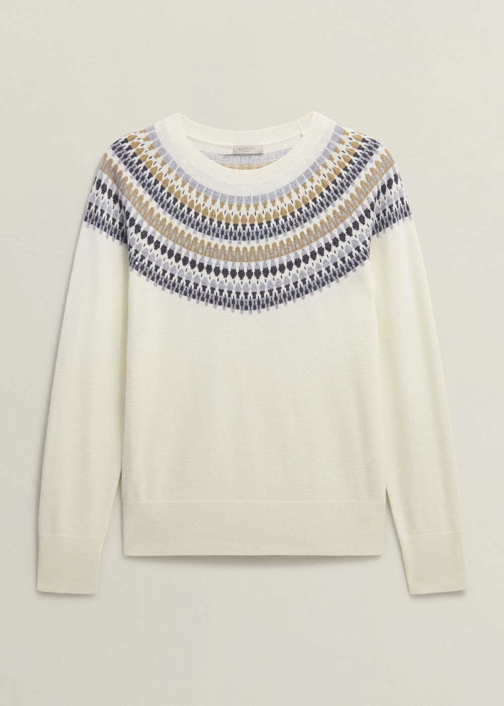 Greta Fairisle Jumper With Cashmere, Ivory Multi, hi-res