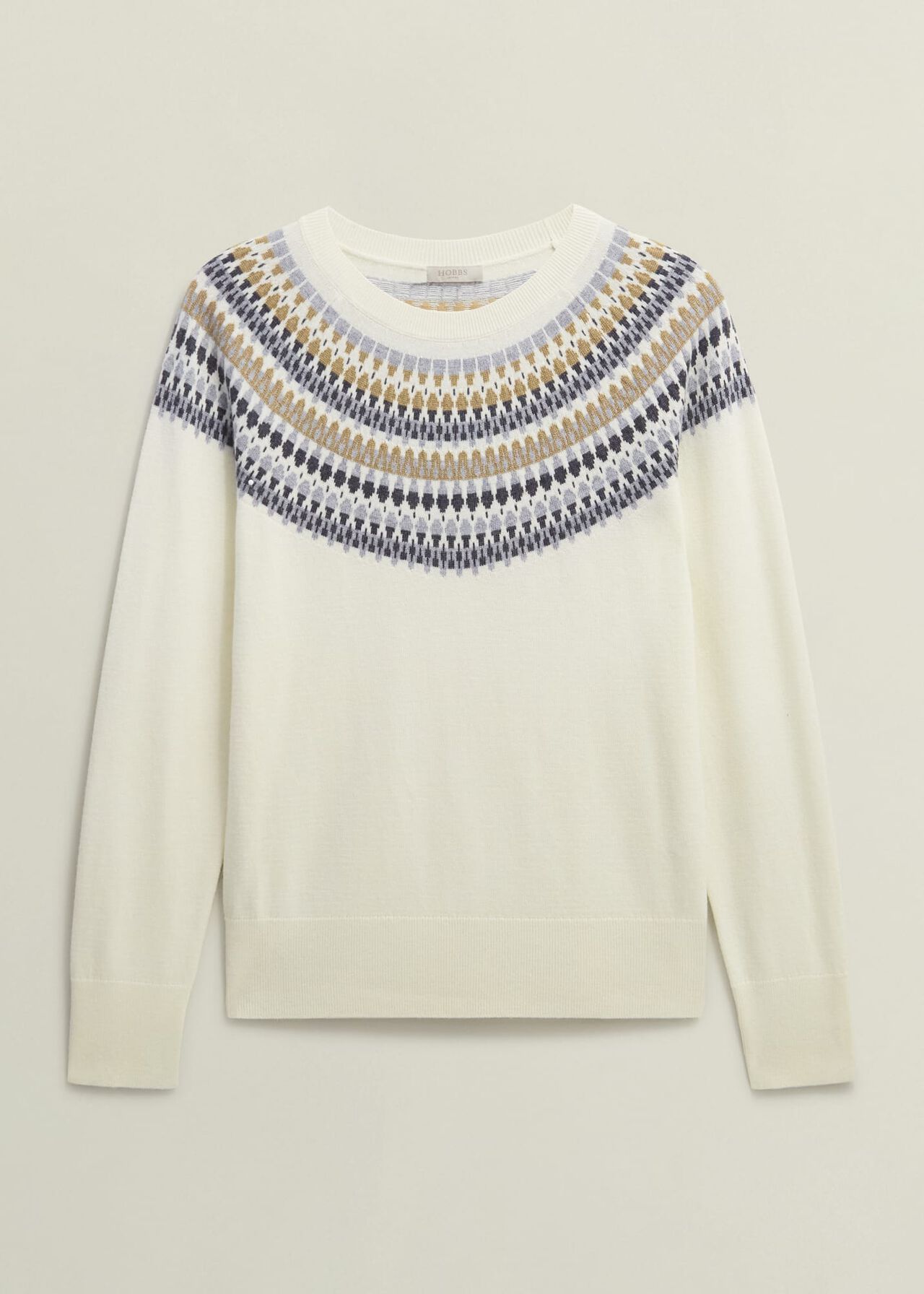 Greta Fairisle Jumper With Cashmere, Ivory Multi, hi-res
