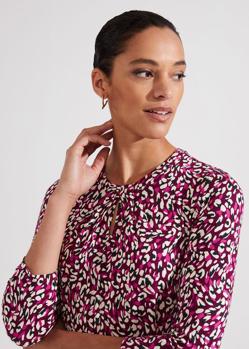 Julia Printed Top, Plum Pink Multi, hi-res