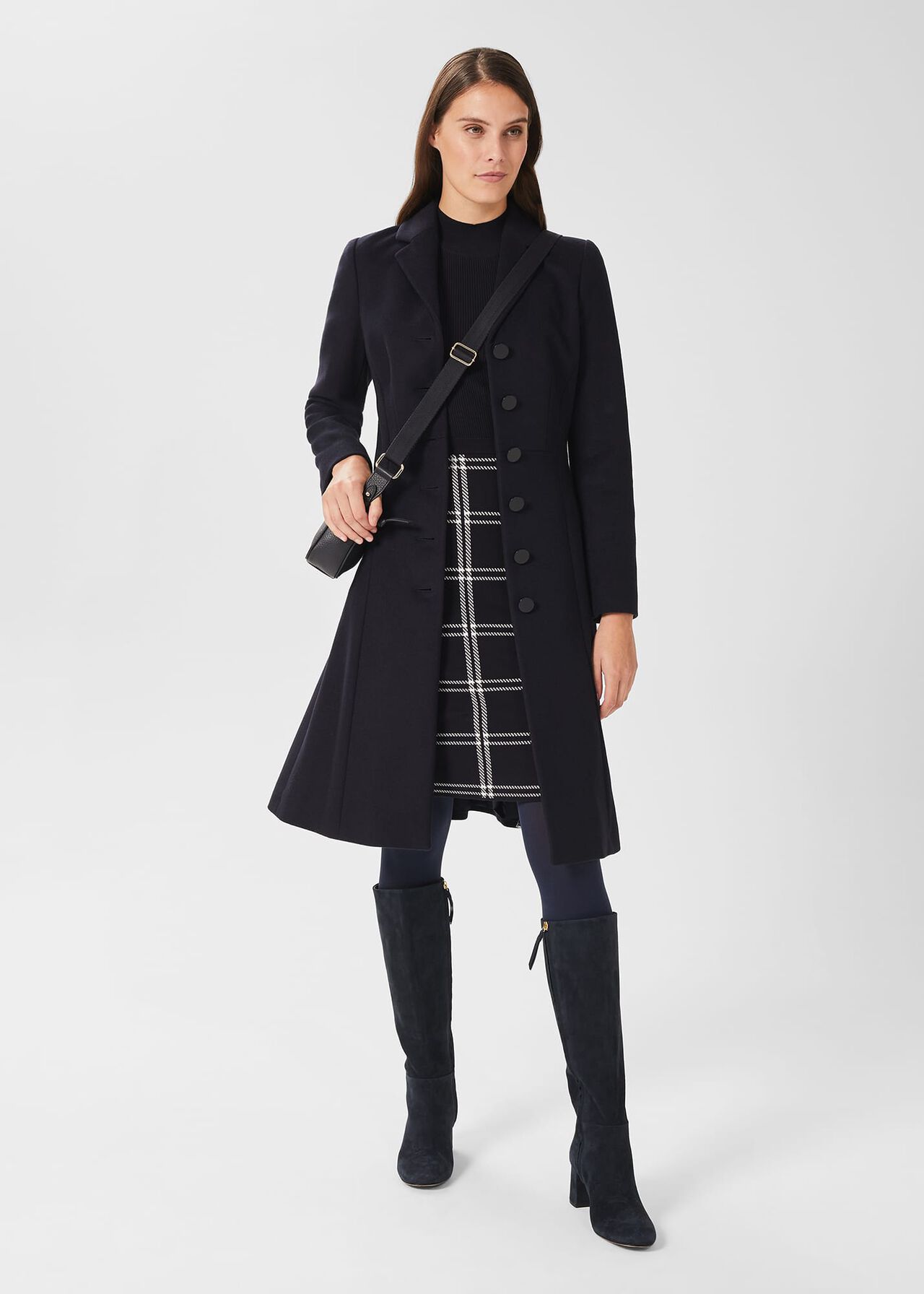 Milly Wool Blend Coat, Navy, hi-res