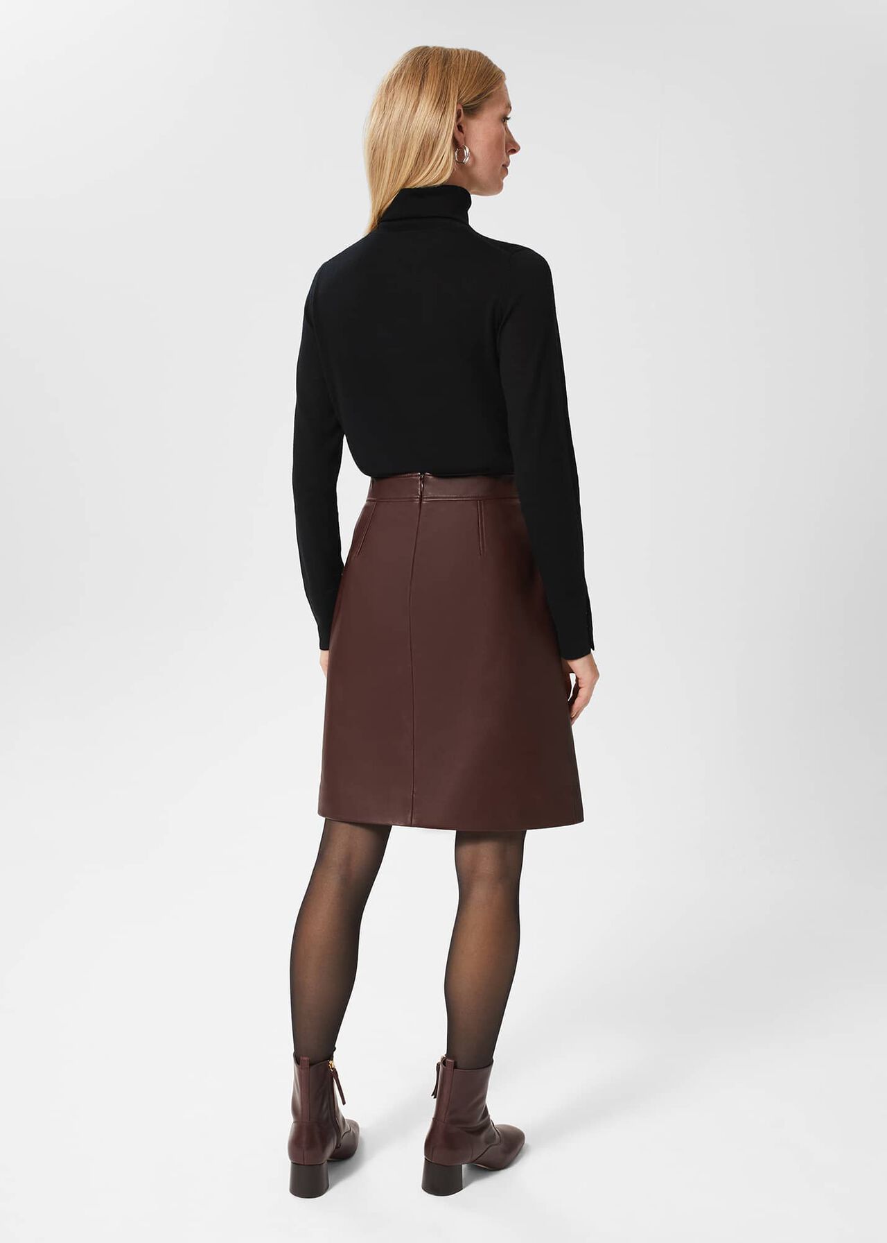 Annalise Leather Skirt, Dark Plum, hi-res
