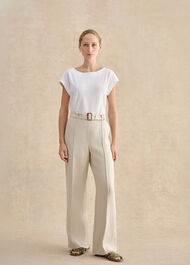 Petite Zainah Linen Wide Leg Trousers, Neutral, hi-res