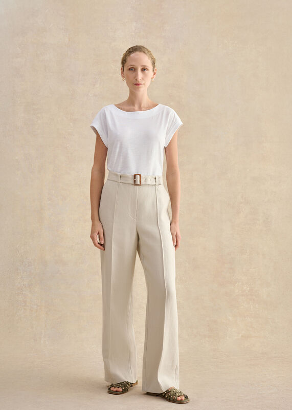Petite Zainah Linen Wide Leg Trousers