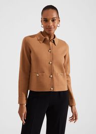 Mora Cotton Wool Knitted Jacket, Classic Camel, hi-res