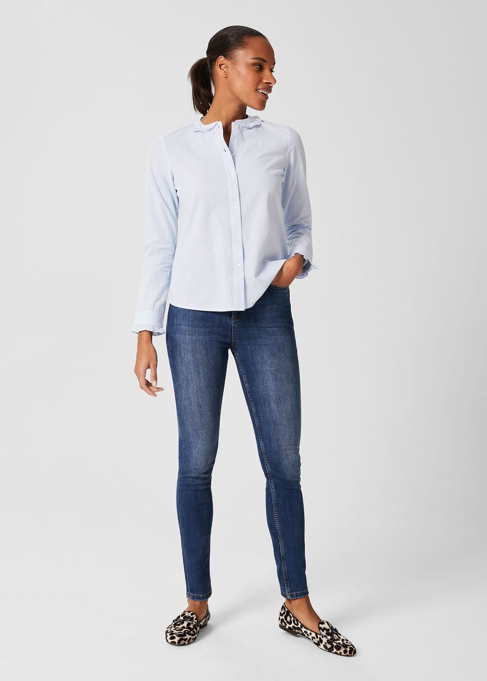 Miri Stripe Blouse, Blue Ivory, hi-res