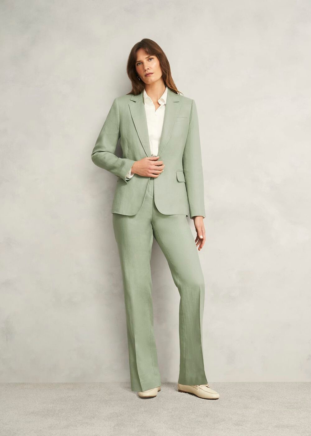 Marietta Linen Jacket, Sage Green, hi-res