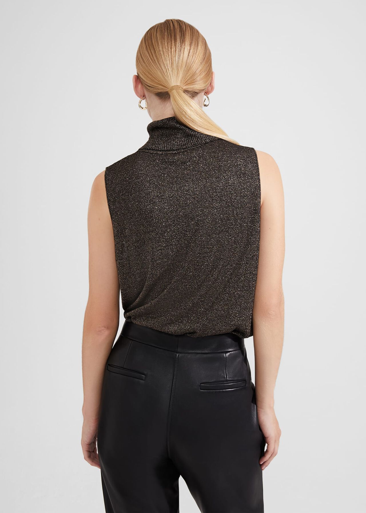 Sherann Sparkle Knitted Top, Black Gold, hi-res