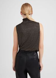 Sherann Sparkle Knitted Top, Black Gold, hi-res