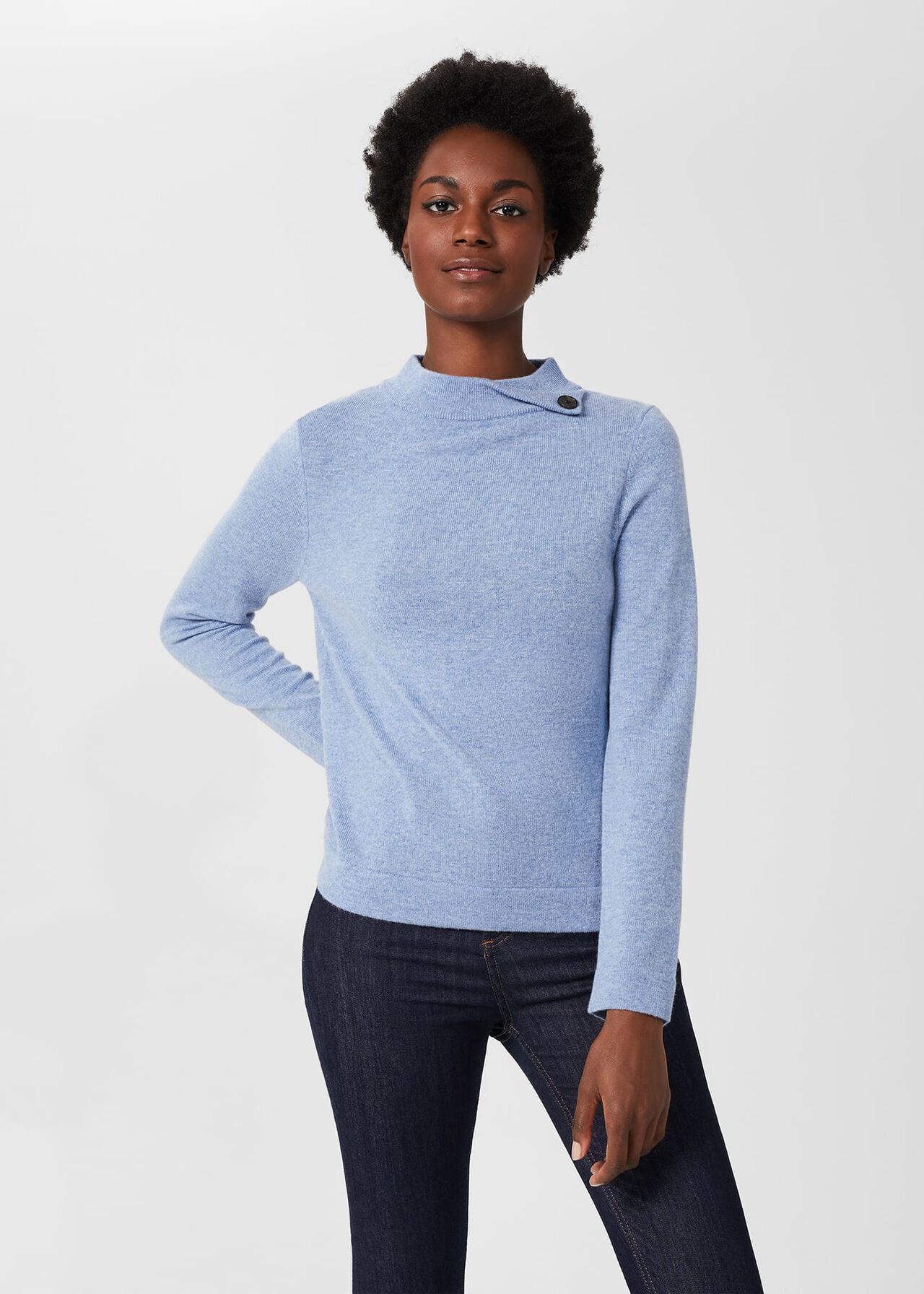 Talia Wool Cashmere Sweater, Blue Marl, hi-res