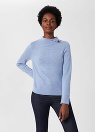 Talia Wool Cashmere Jumper, Blue Marl, hi-res