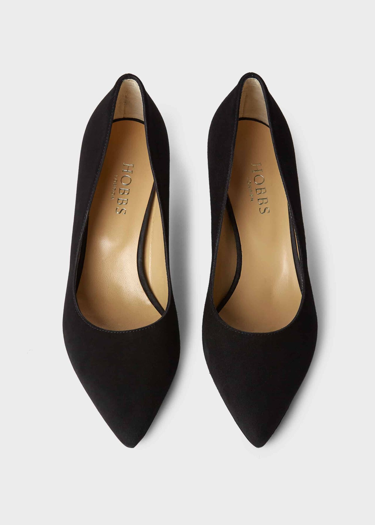 Polly Suede Kitten Heel Court Shoes, Black, hi-res