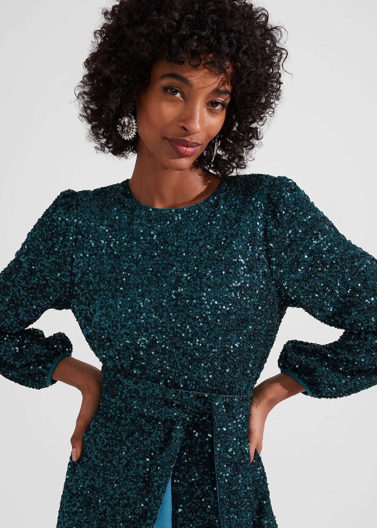 Bette Sequin Dress, Evergreen, hi-res