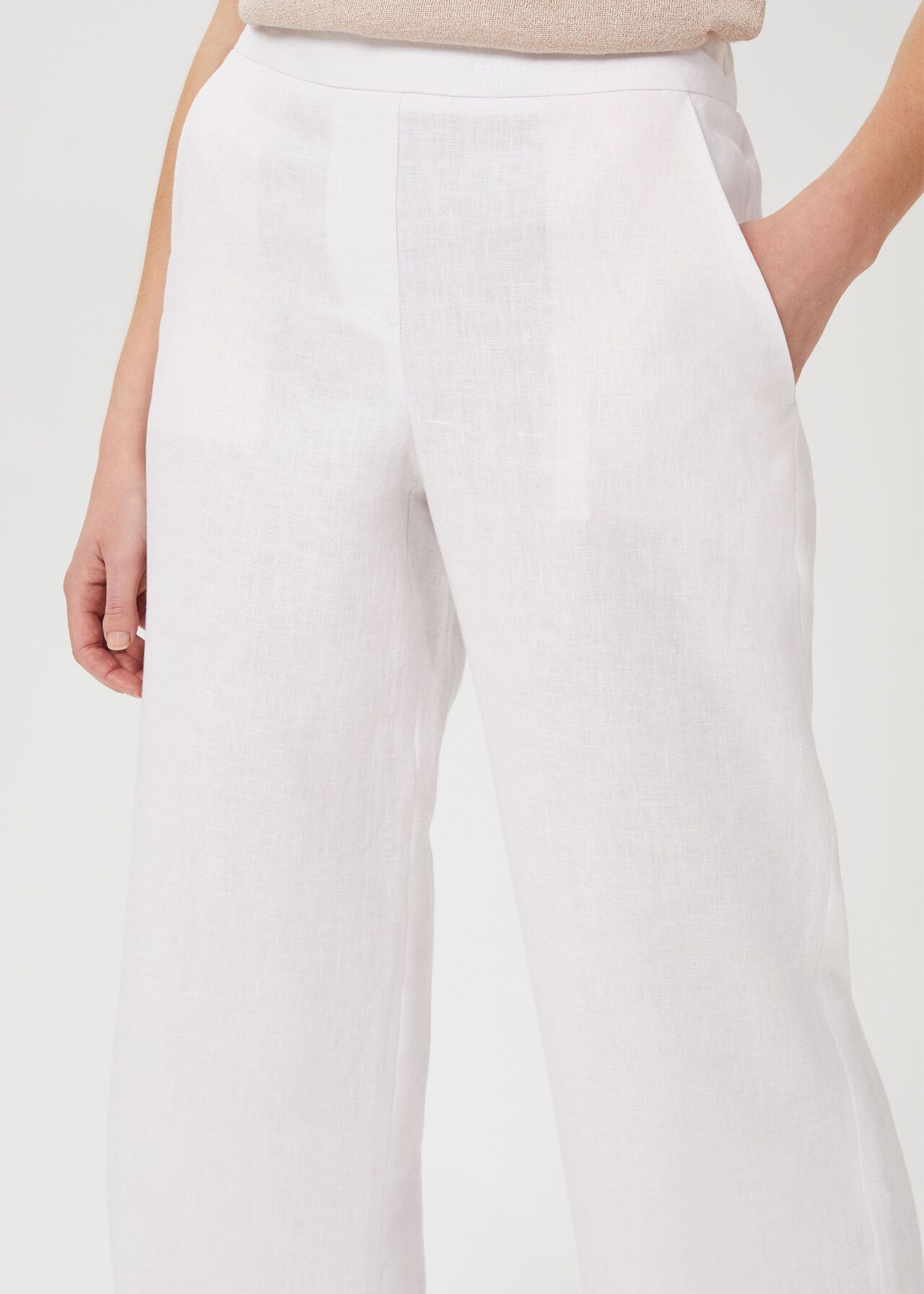 Jacinta Linen Trouser, White, hi-res