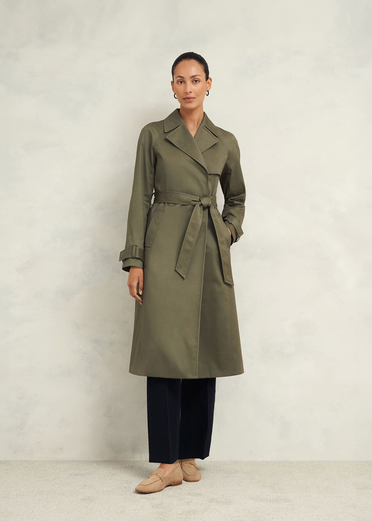Rhian Shower Resistant Trench Coat, Olive Green, hi-res