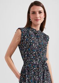 Frida Floral Belted Dress, Navy Multi, hi-res