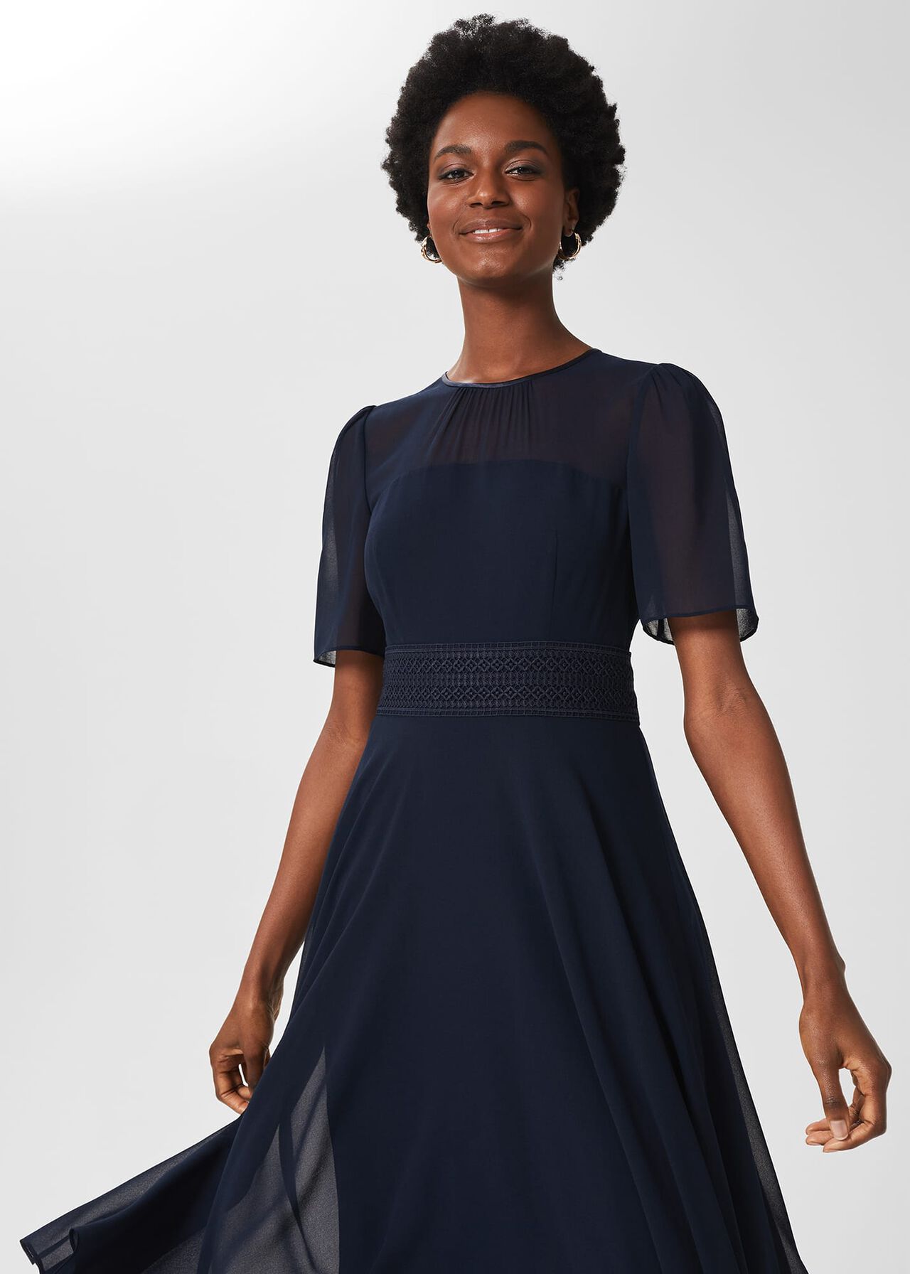 Cressida Fit and Flare Dress, Navy, hi-res