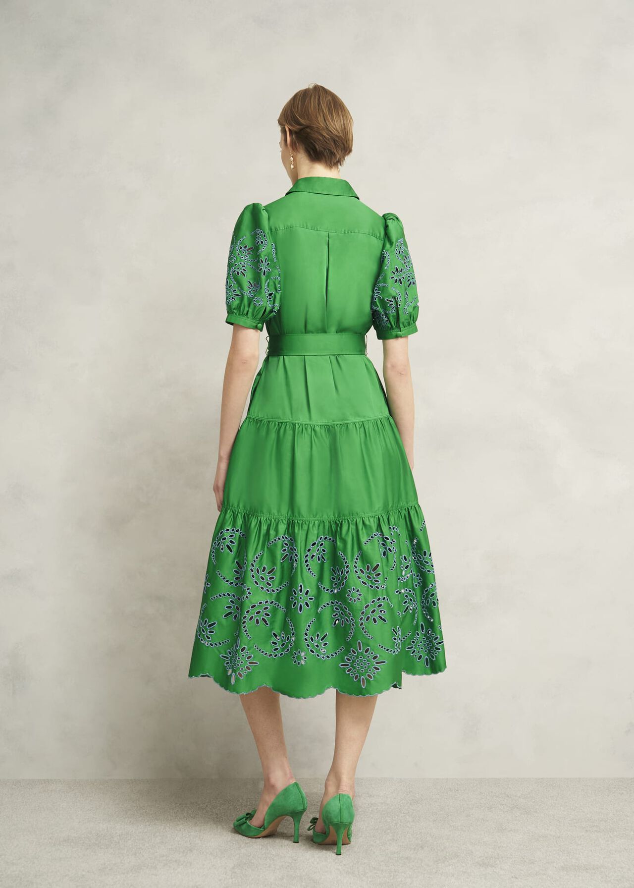 Rosette Broderie Dress, Cilantro Green, hi-res