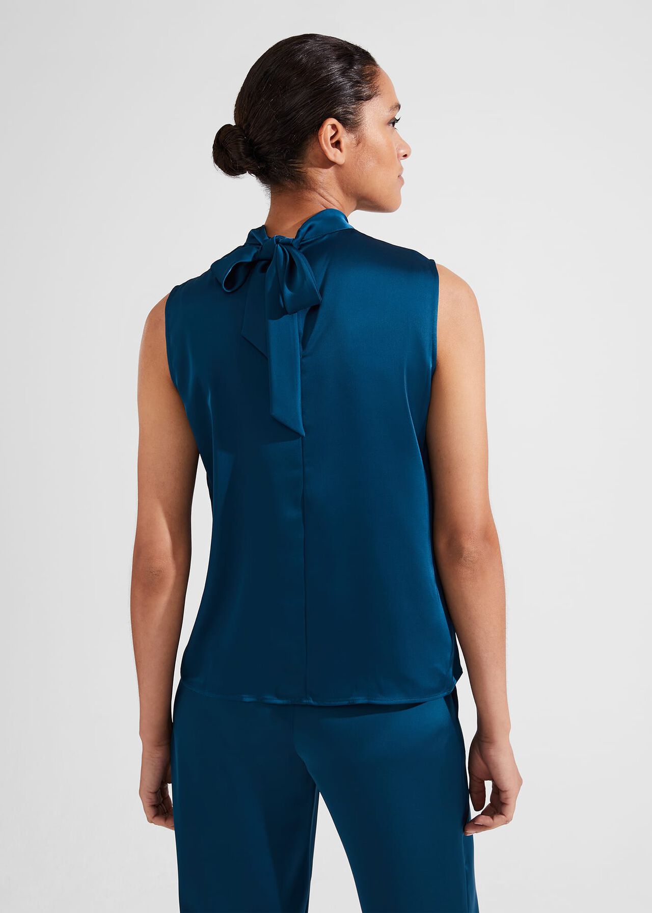 Eren Satin Blouse, Steel Blue, hi-res